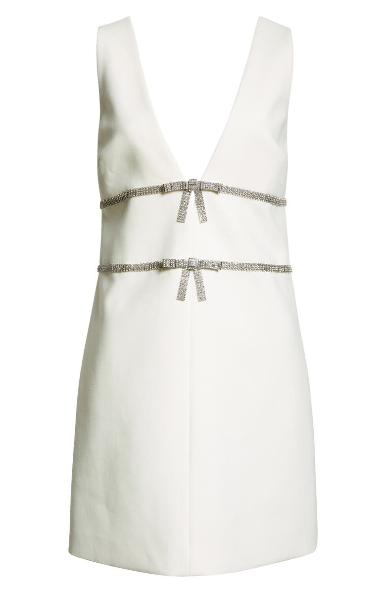Cinq à Sept Chani Rhinestone Bow Detail Cocktail Minidress, Alternate, color, Ivory