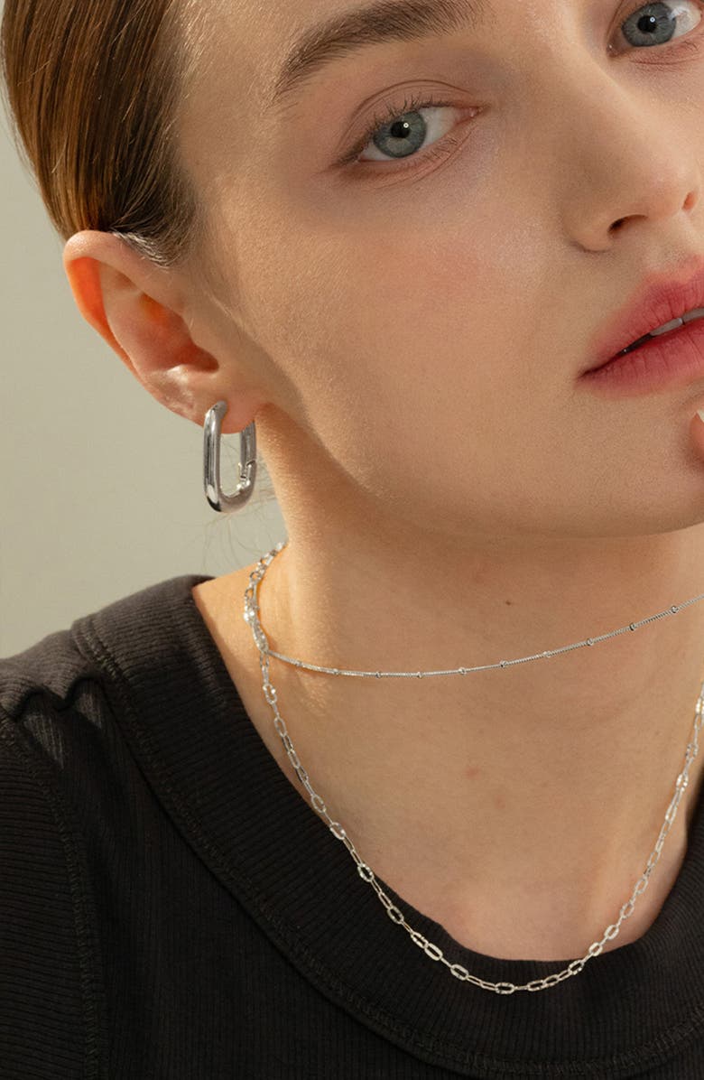 Bearfruit Jewelry Angie Rectangular Hoop Earrings, Alternate, color, Silver