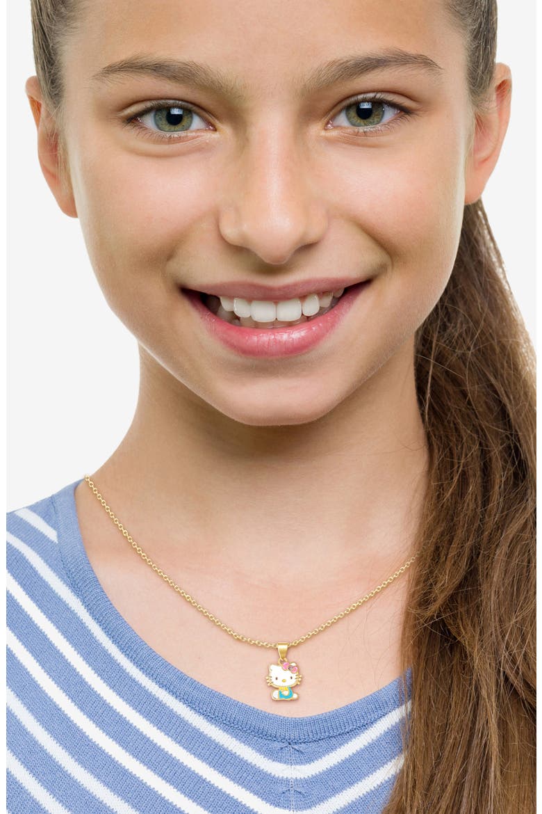 Hello Kitty® Cubic Zirconia & Enamel Charm Bracelet & Necklace Set, Alternate, color, PINK AND GOLD