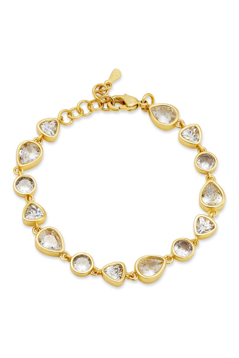 Bezel Cubic Zirconia Tennis Bracelet, Main, color, YELLOW