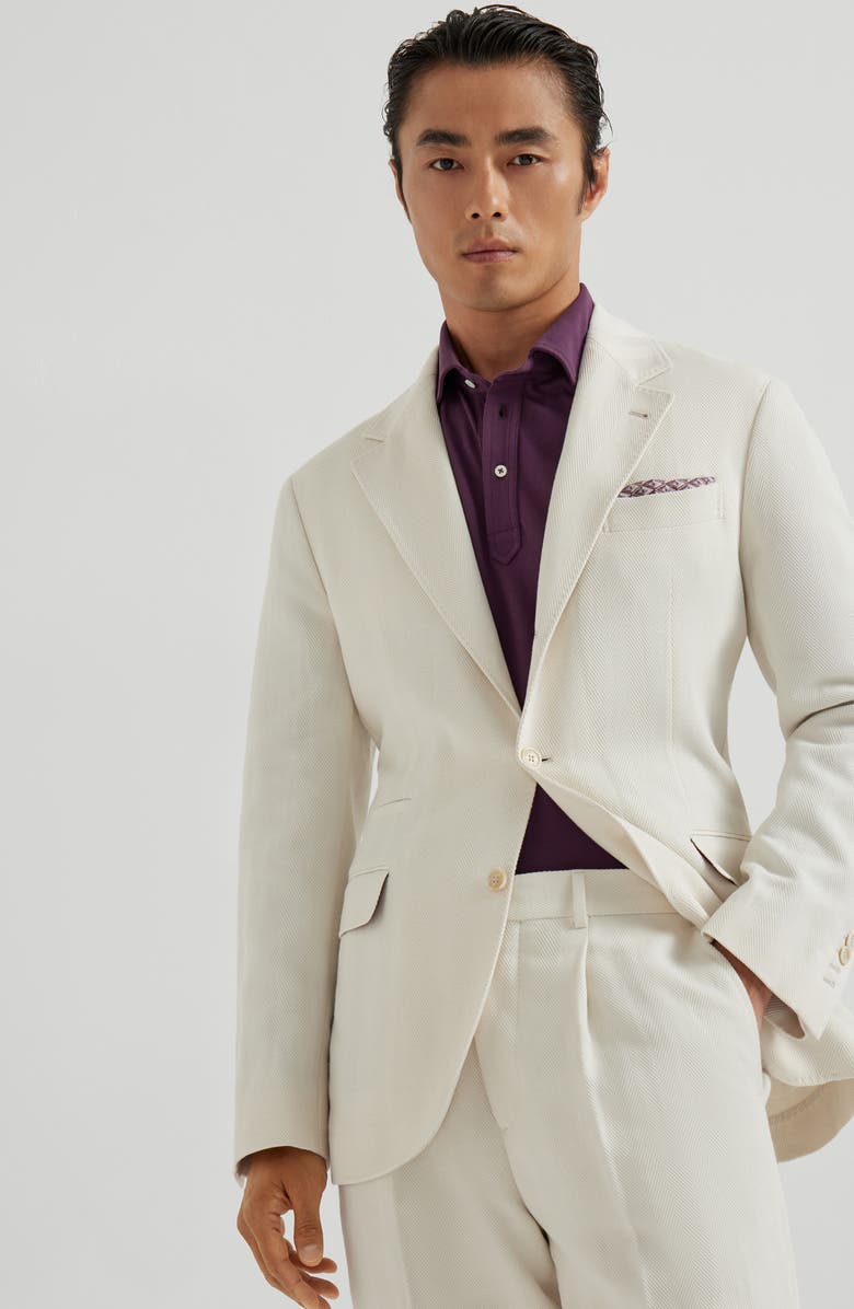 Brunello Cucinelli Chevron deconstructed blazer, Alternate, color, Ecru