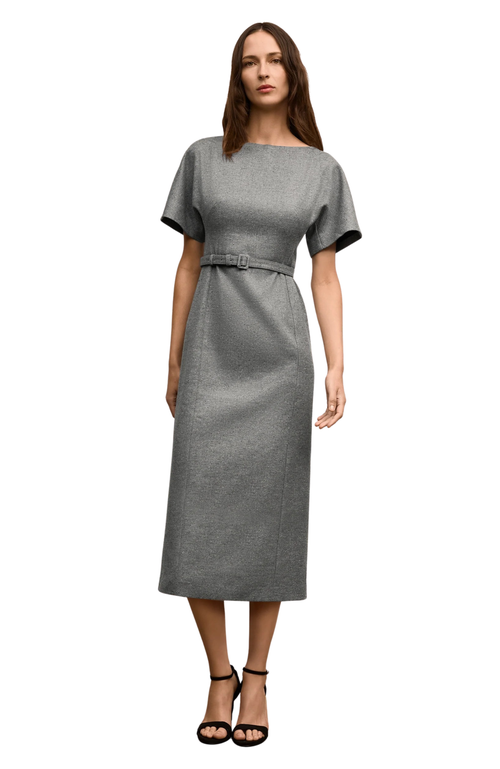 M.m.lafleur Meredith Slub Tweed Dress In Gray