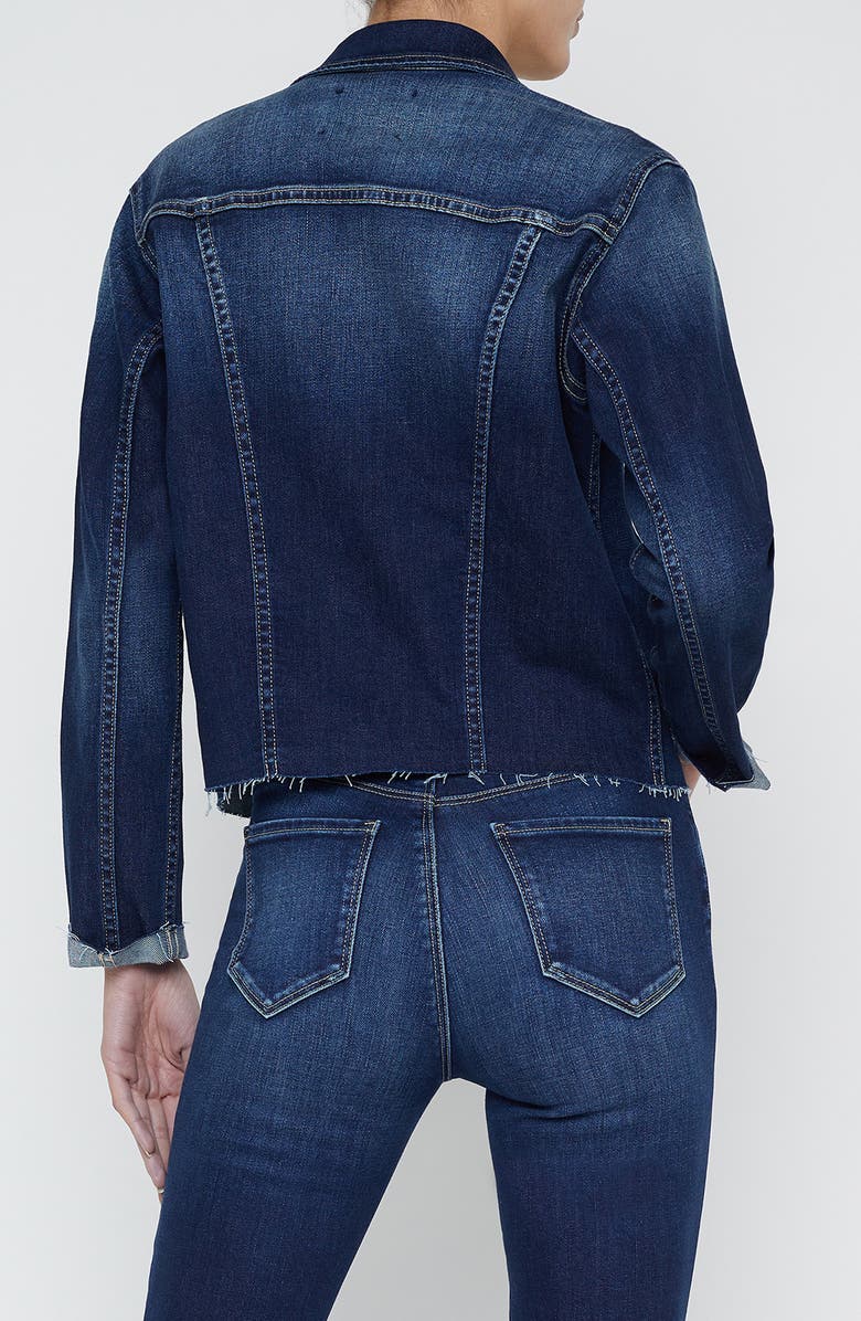 L'AGENCE Janelle Slim Fit Raw Hem Denim Trucker Jacket, Alternate, color, Lavelle