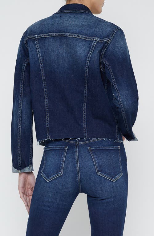 L Agence L'agence Janelle Slim Fit Raw Hem Denim Trucker Jacket