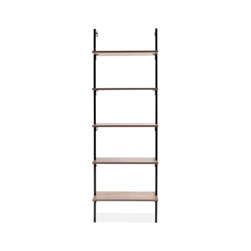 Happimess Madera Classic Industrial Shelf Wood Wall-mounted Open Ladder Bookcase With Metal Frame In Brown/black