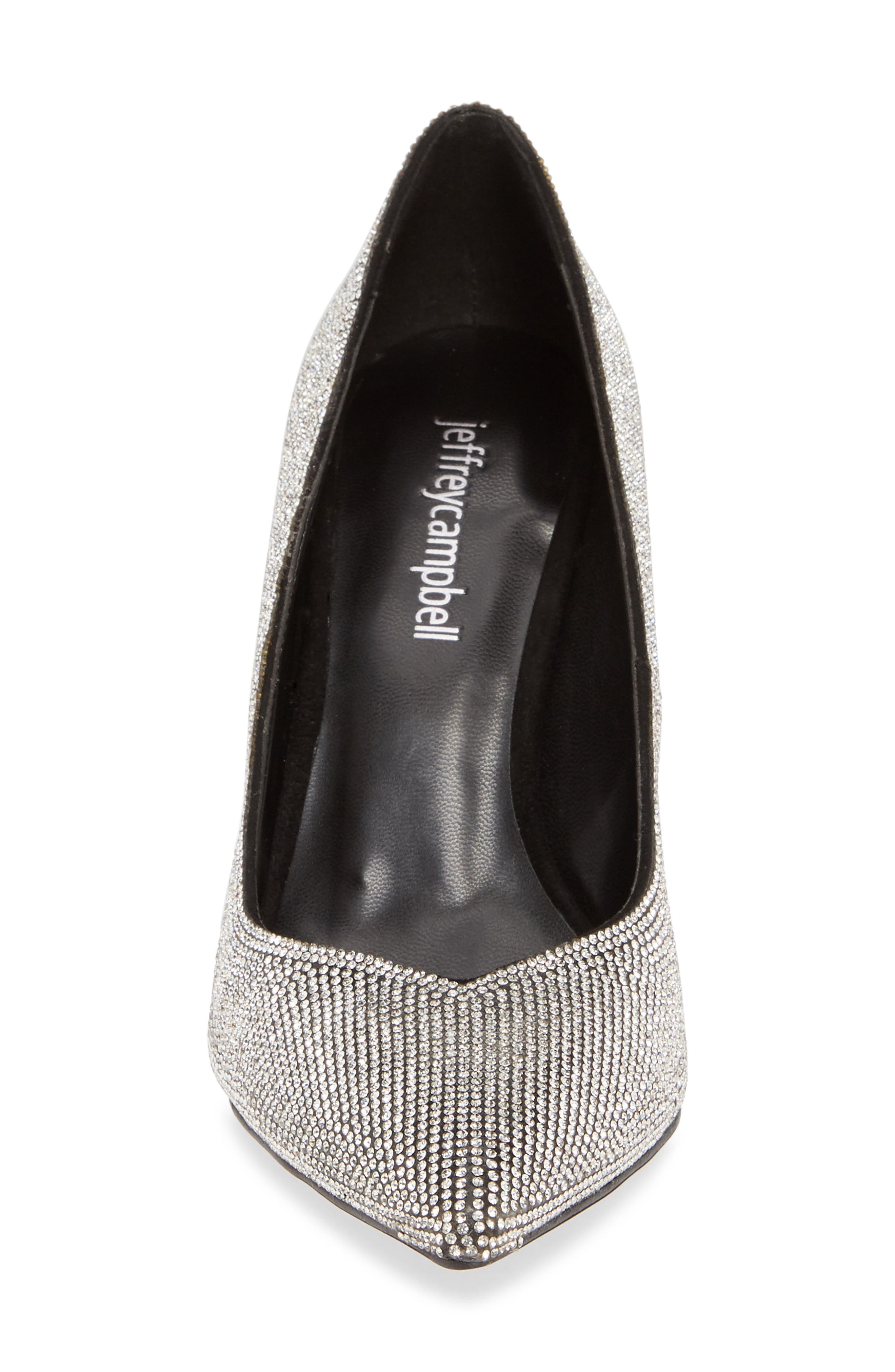 Lure-JS Crystal Embellished Pointed Toe Pump, Alternate, color, BLACK SUEDE SILVER