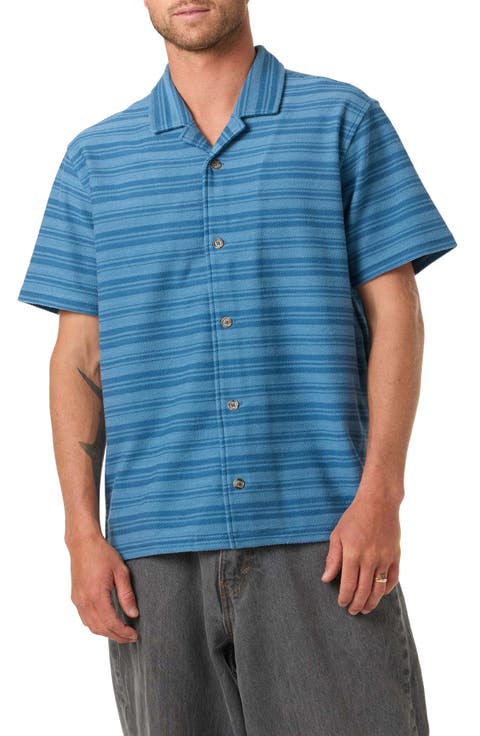 Country Club Stripe Knit Camp Shirt