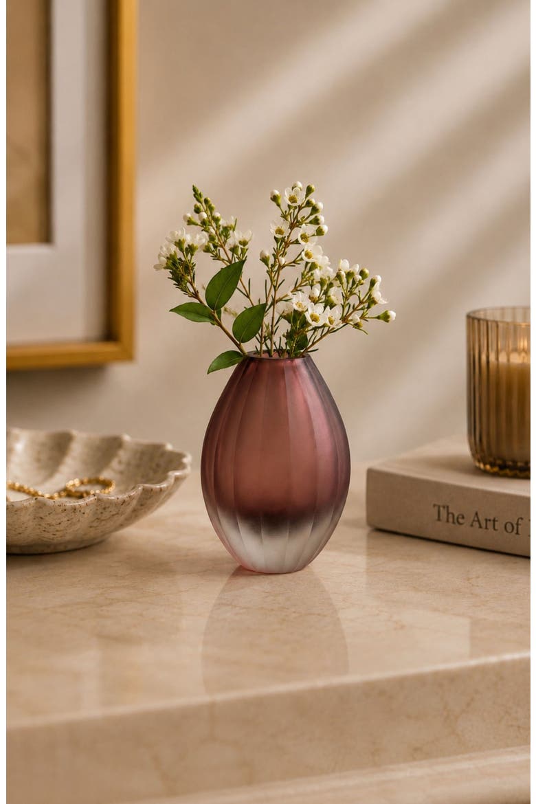 Milano Frosted Glass Vase, Alternate, color, PURPLE