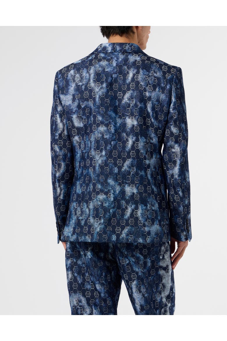 Jacquard Denim Blazer Monogram Men, Alternate, color, navy