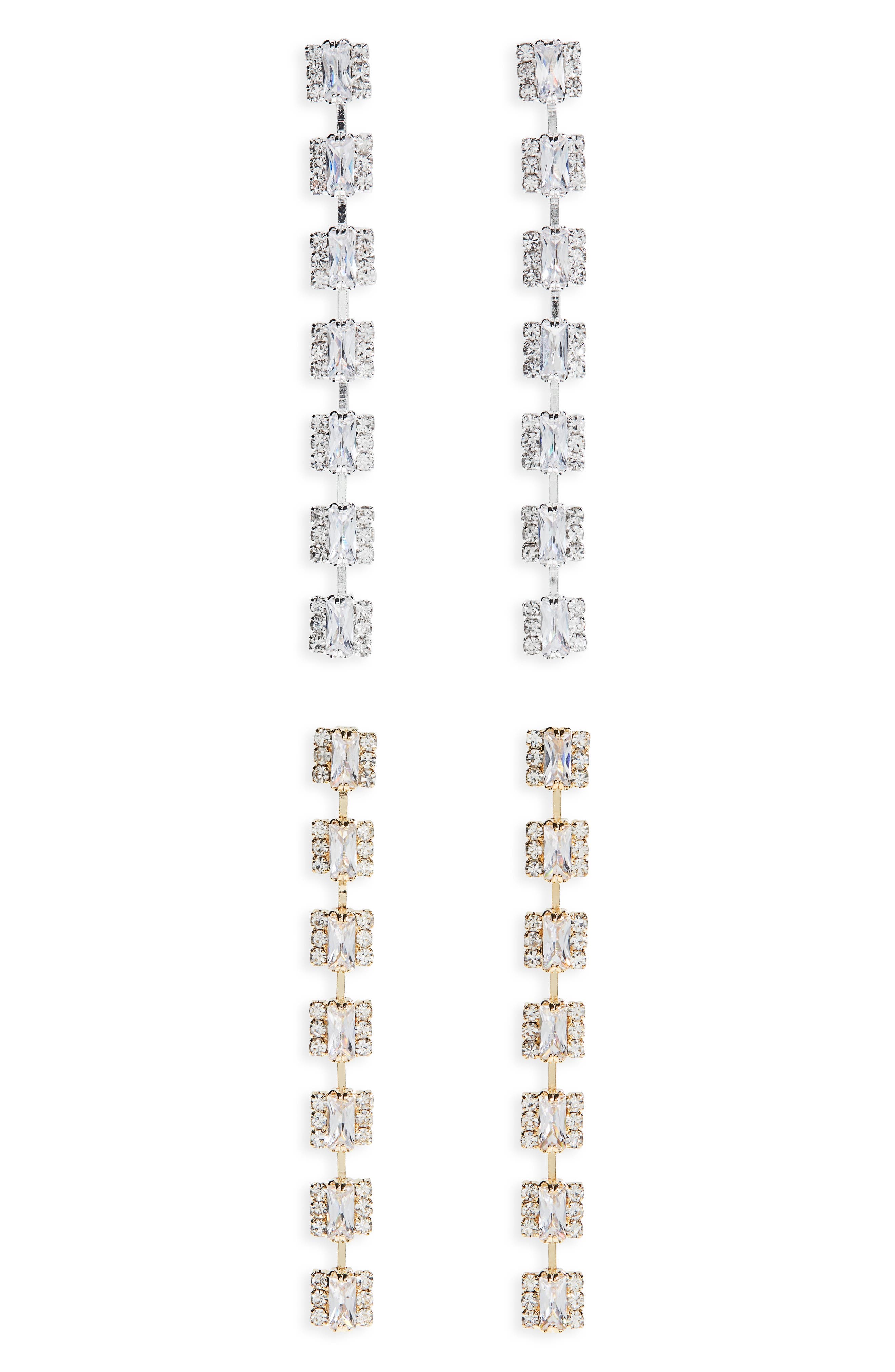 Tasha Set of 2 Crystal Linear Drop Earrings