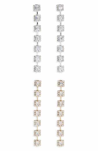 Set of 2 Crystal Linear Drop Earrings