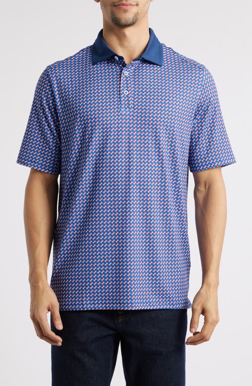 Johnston & Murphy Vintage Slub Modal Blend Polo In Navy/red