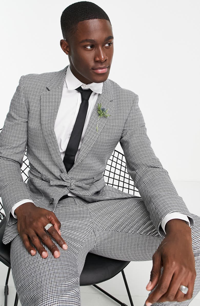 ASOS DESIGN Micro Check Skinny Suit Jacket, Alternate, color, 