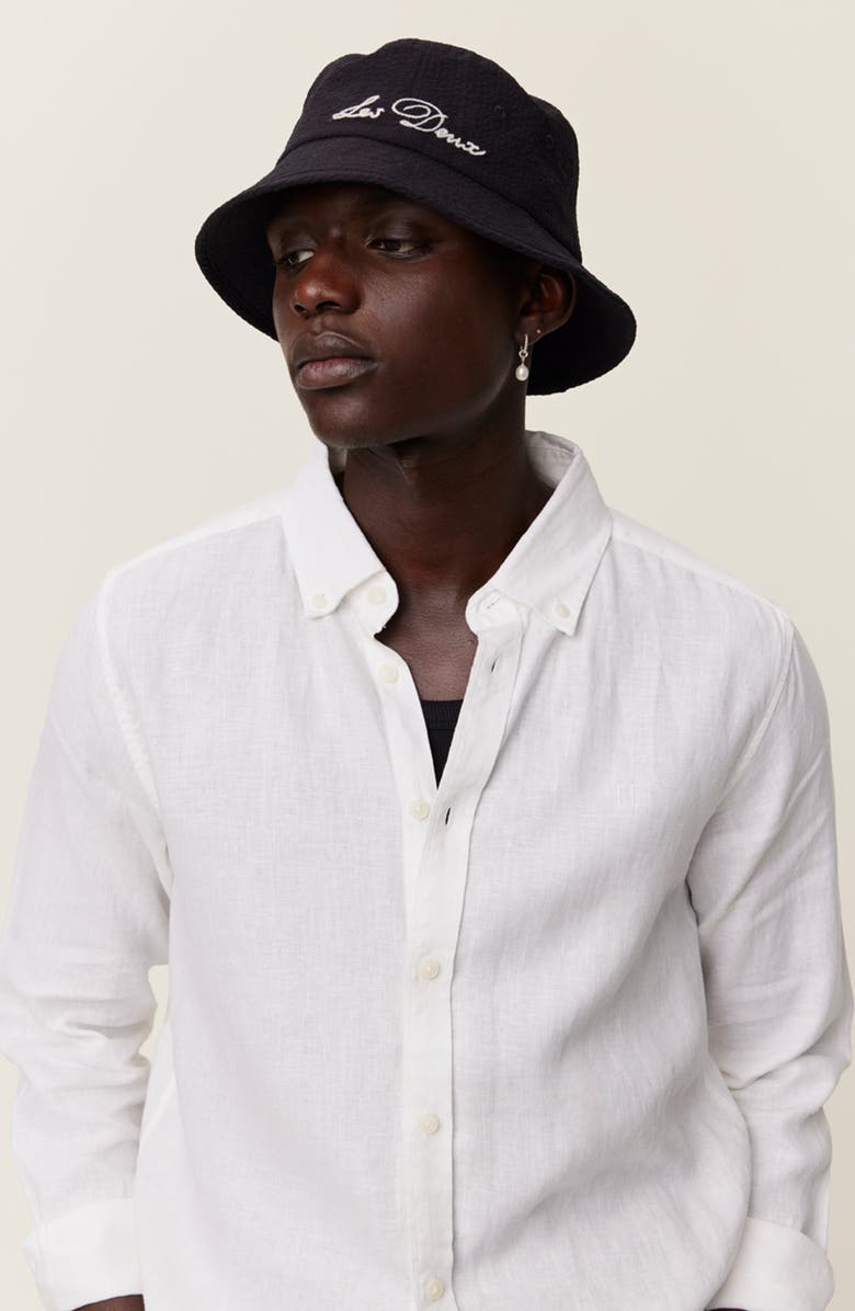 Les Deux Kristian Linen Button-Up Shirt, Alternate, color, White/ White