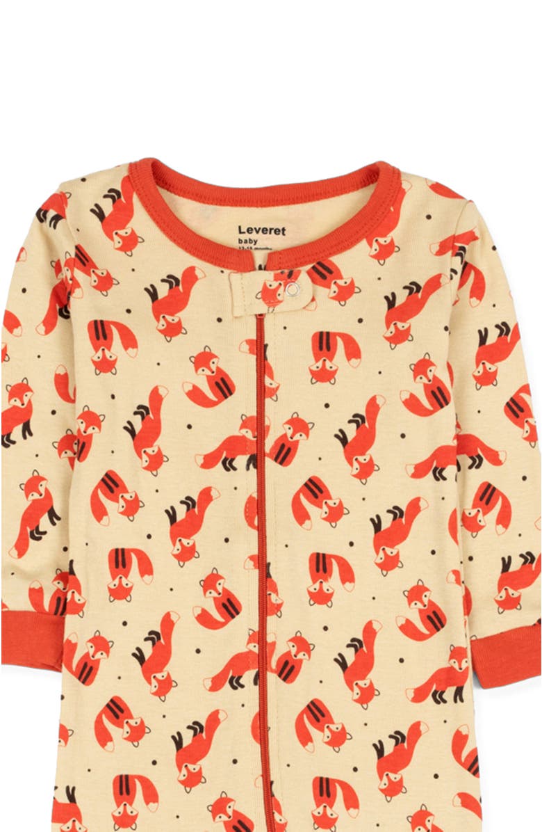 Leveret Footed Printed Cotton Matching Family Pajamas, Animal Kingdom Prints, Alternate, color, Fox