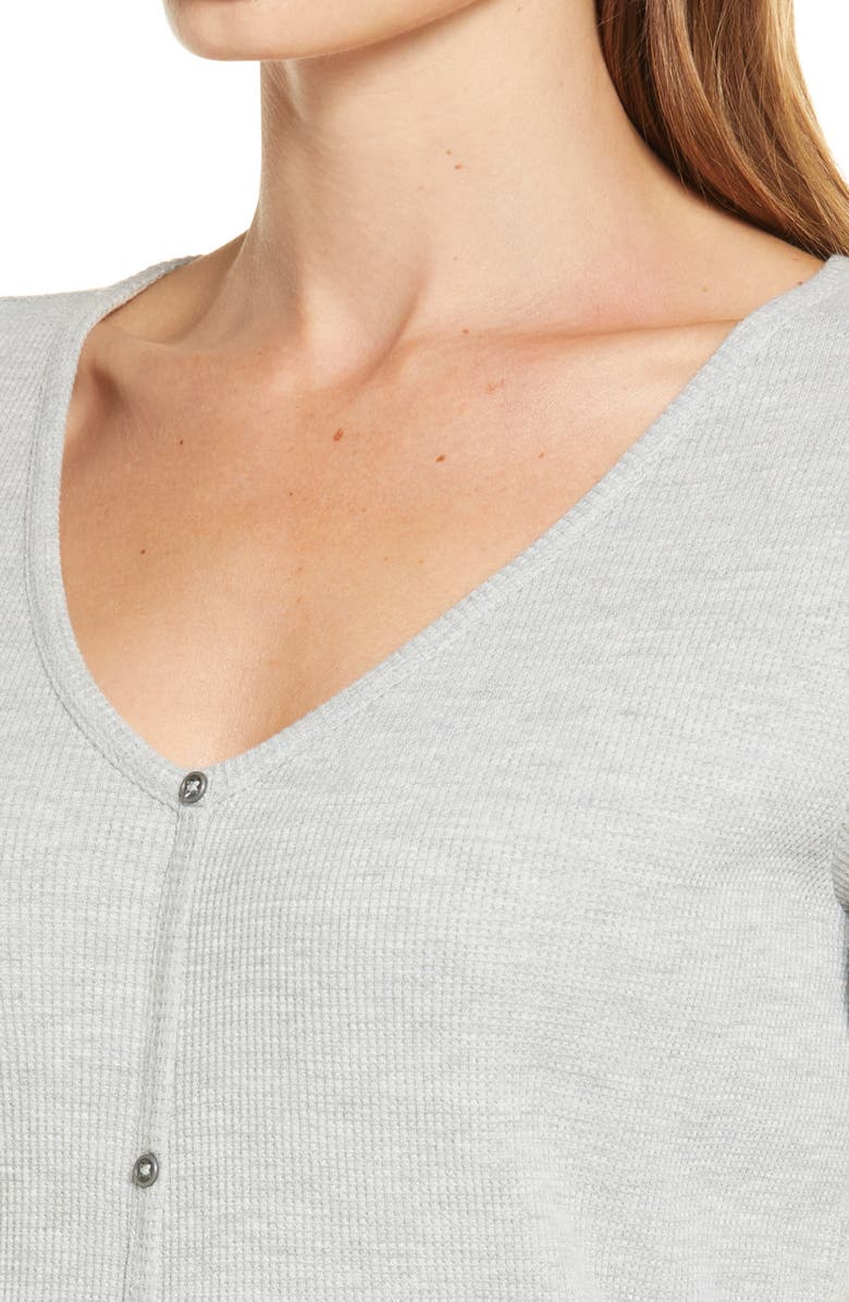 Caslon<sup>®</sup> Ribbed Front Button Knit Organic Cotton Blend Midi Dress, Alternate, color,