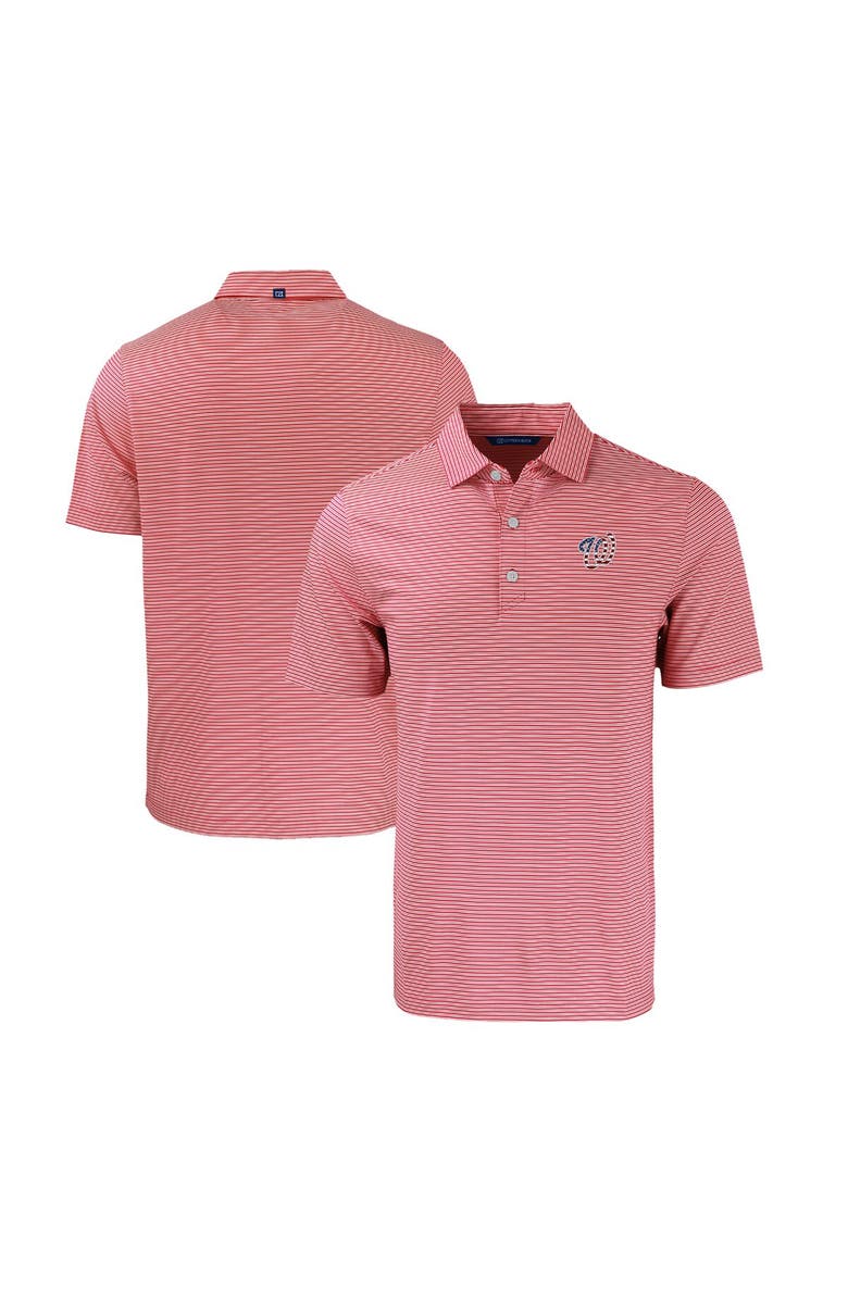 Cutter & Buck Men's Cutter & Buck  Red/White Washington Nationals Stars & Stripes Forge Eco Double Stripe Stretch Recycled Polo, Main, color, 