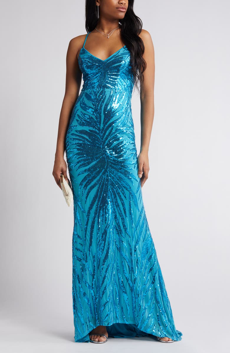 Lulus Sparkle Til Dawn Sequin Mermaid Gown, Main, color, 
