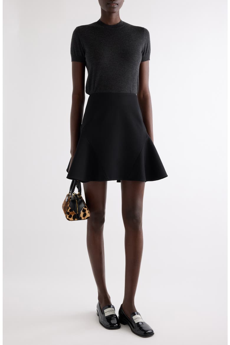 Silk Skater Skirt, Alternate, color, BLACK
