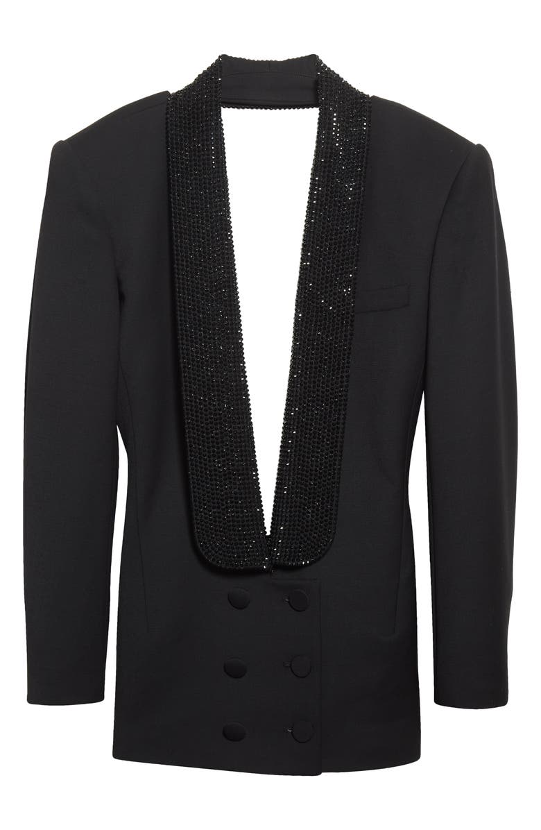 Area Crystal Embellished Stretch Wool Tuxedo Minidress, Alternate, color,