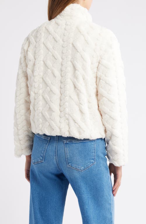 City Blues Textured Faux Fur Jacket In White