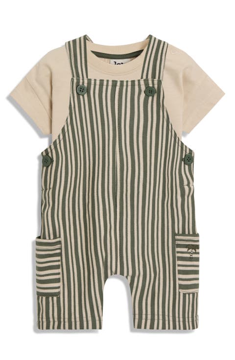 Stripe Cotton Shirt & Overalls Set (Baby)