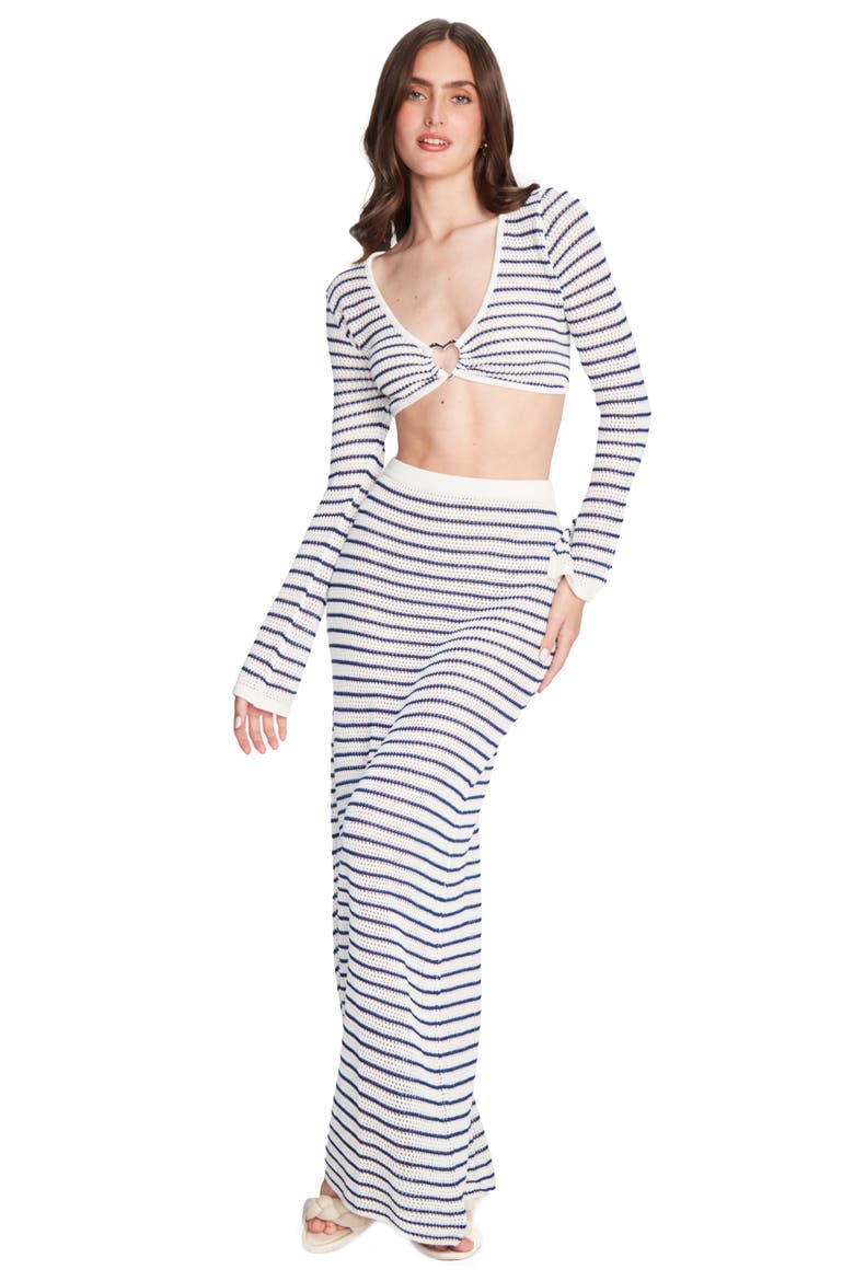 Olga Stripe Crop Cover-Up Swim Top, Alternate, color, MULTI/ STRIPES