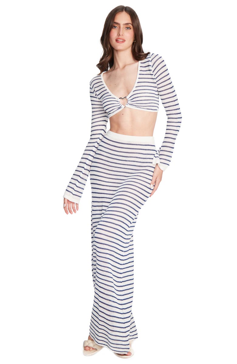 Capittana Olga Stripe Crop Cover-Up Swim Top, Alternate, color, Multi/ Stripes