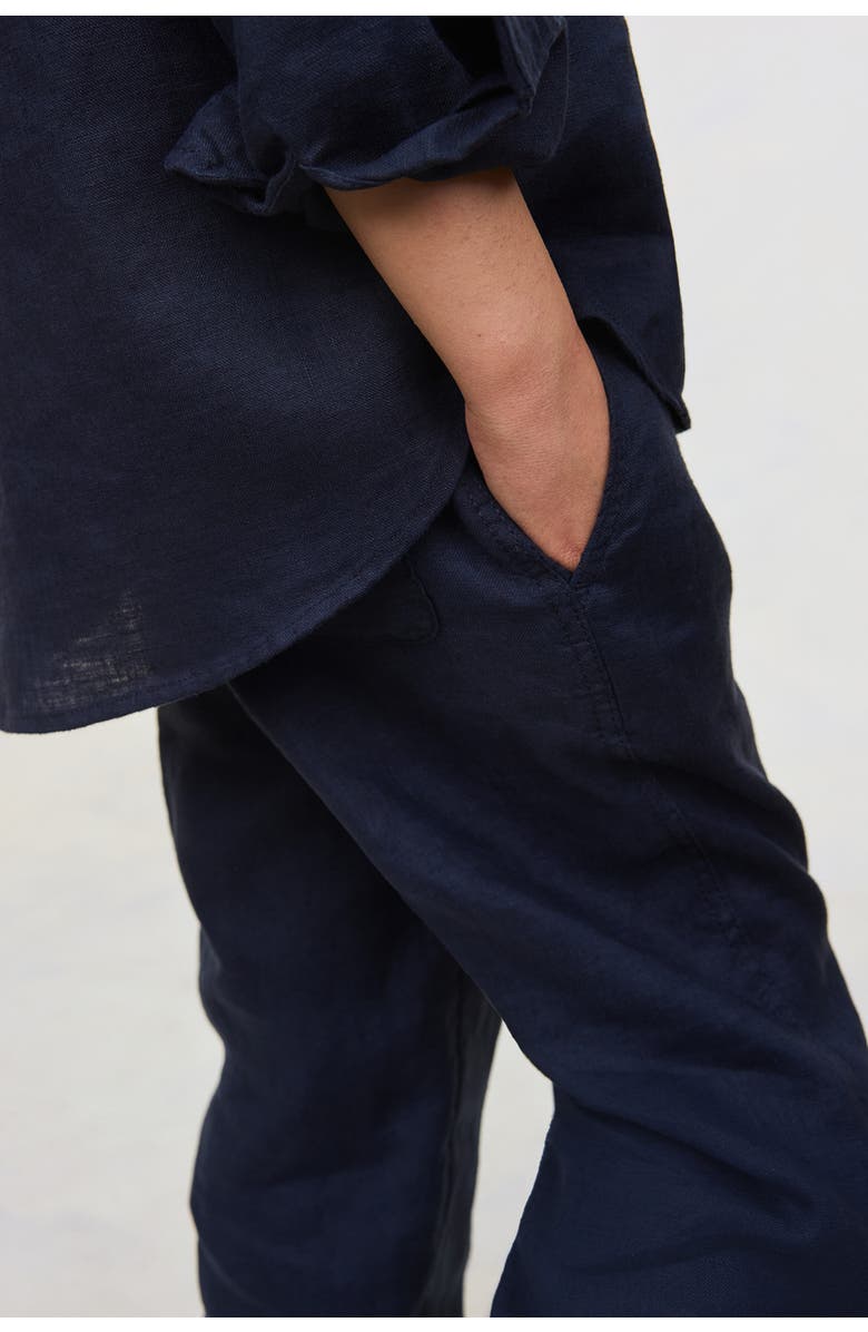 H&M Linen Trousers, Alternate, color, Navy Blue