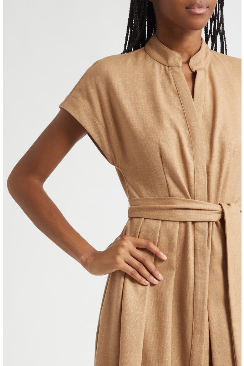 Belted Wool Blend Midi Dress, Alternate, color, 02 SAND
