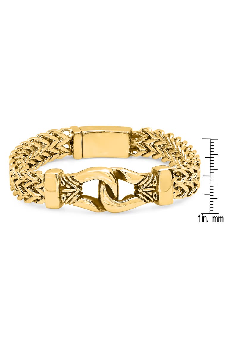 18K Gold Plate Stainless Steel Wheat Chain Bracelet, Alternate, color, YELLOW GOLD
