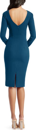 Dress the Population Nadia Long Sleeve Scoop Back Midi Dress Dress the Population Nadia Long Sleeve Scoop Back Midi Dress