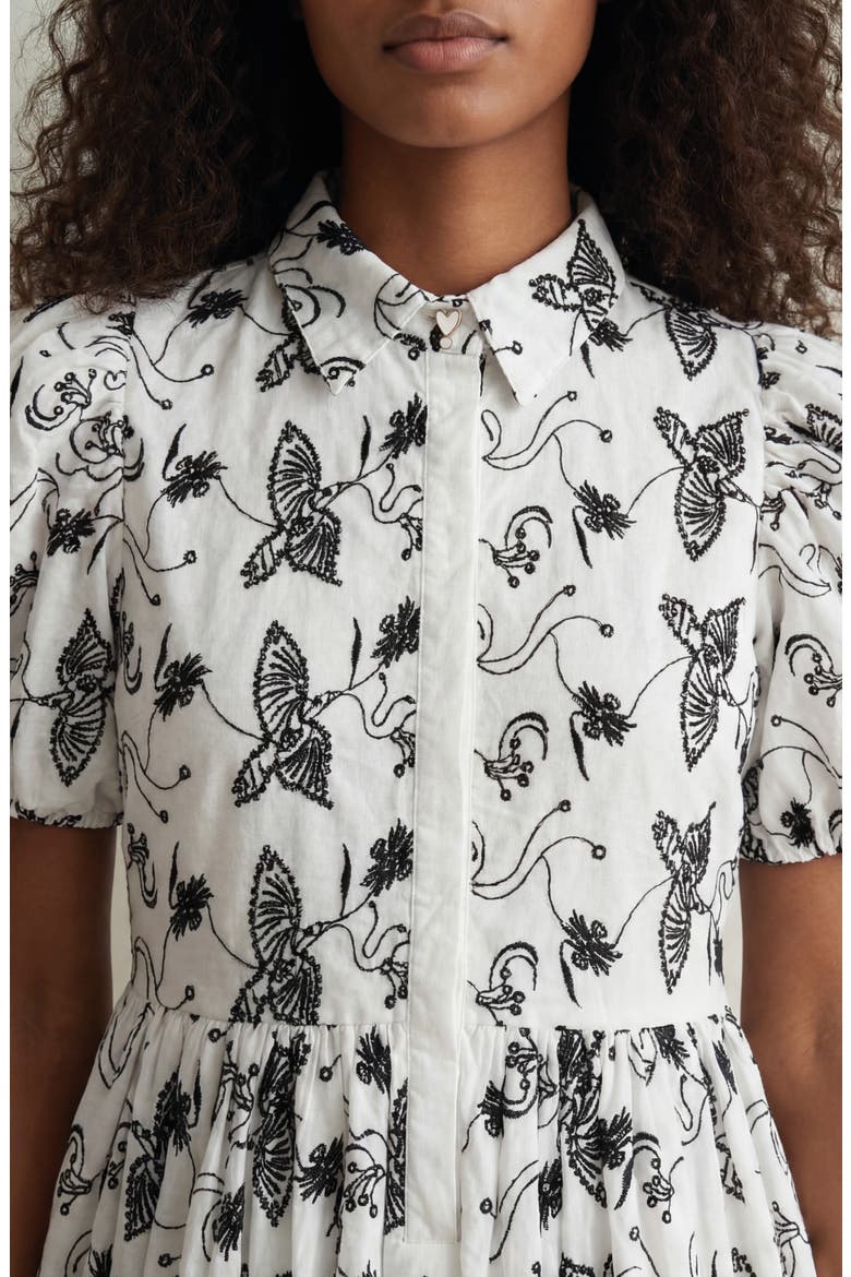 The Sundown Print Puff Sleeve Dress, Alternate, color, KEEL EYELET BIRD OFF WHITE