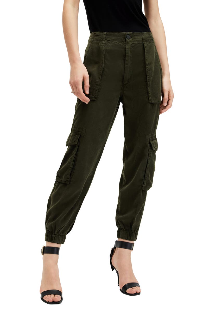 AllSaints Freda Tencel<sup>®</sup> Lyocell Cargo Joggers, Alternate, color, Khaki Green