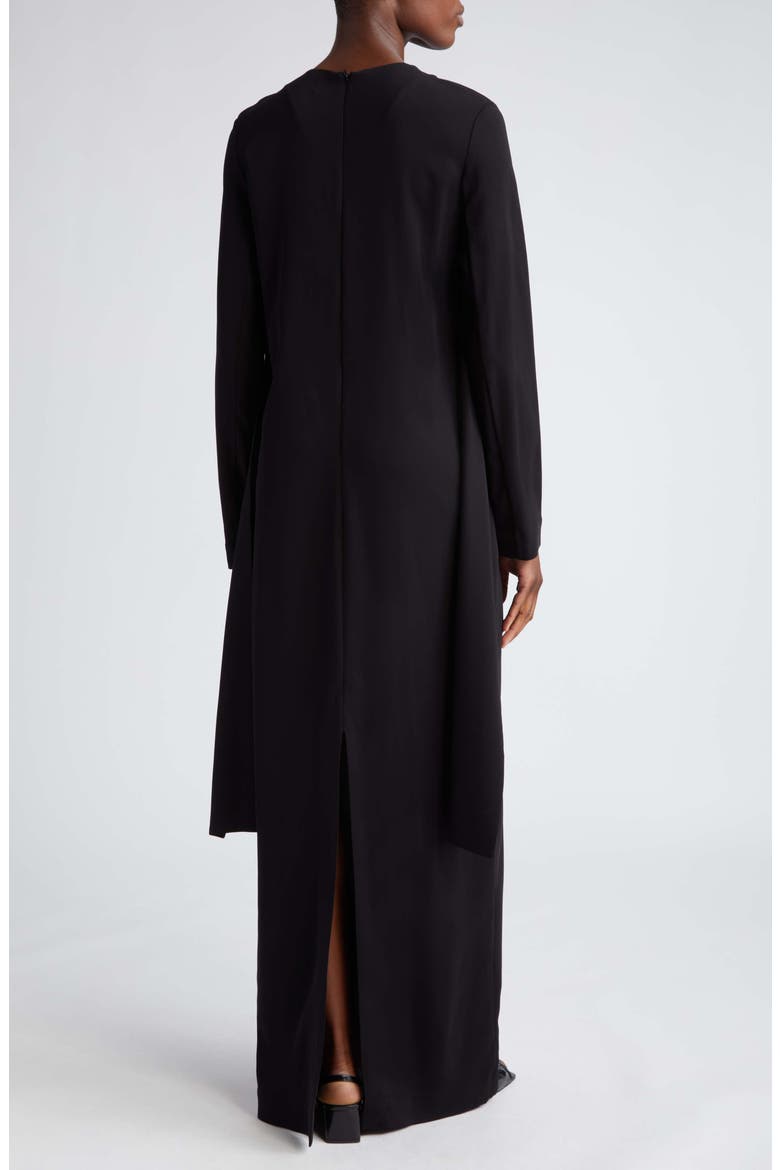 Cape Overlay Long Sleeve Maxi Dress, Alternate, color, BLACK
