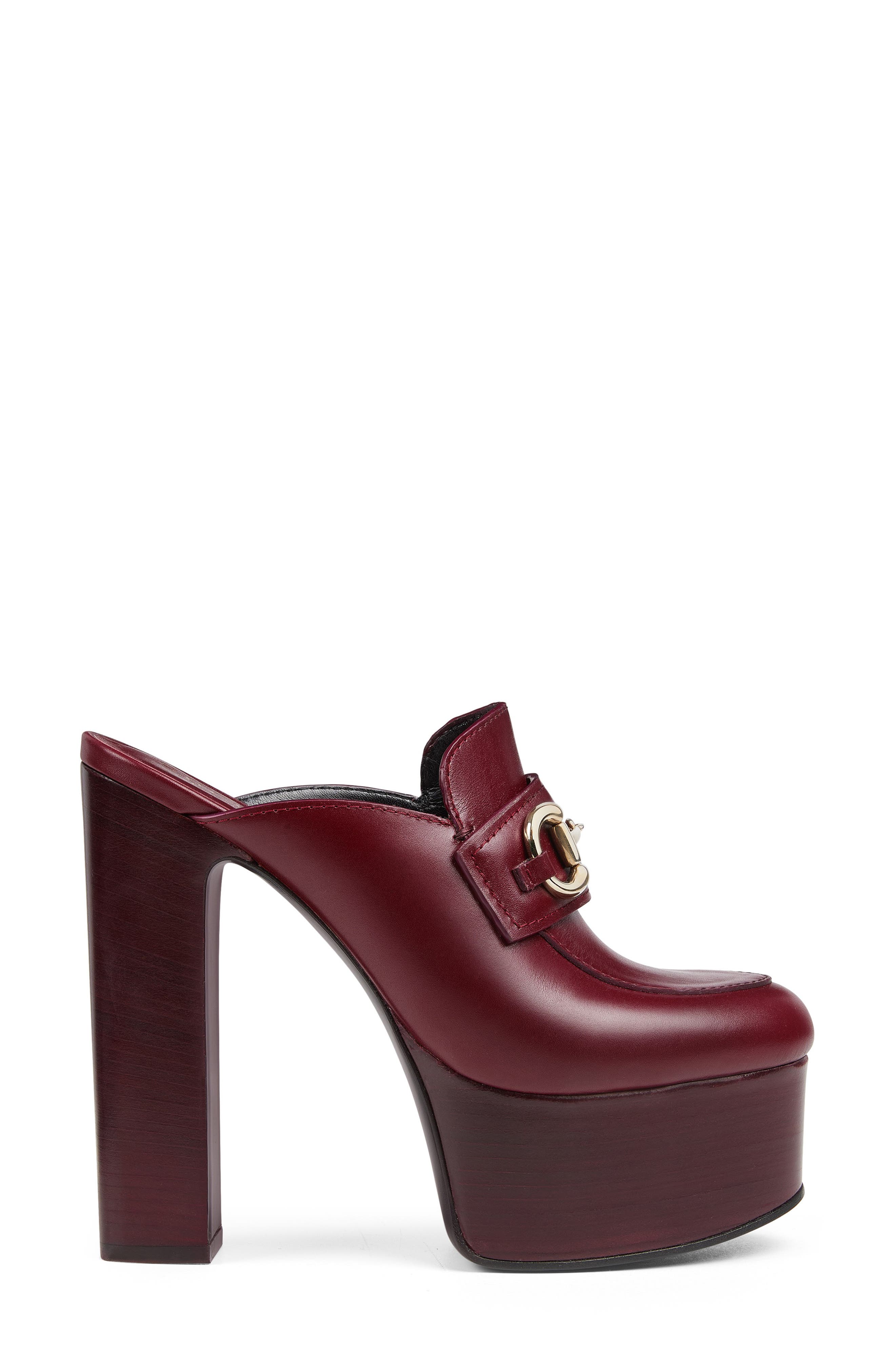 Horsebit Platform Loafer Mule, Alternate, color, RED LACQUER