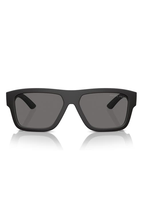 Prada Linea Rossa 56mm Square Sunglasses in Rubber Black 