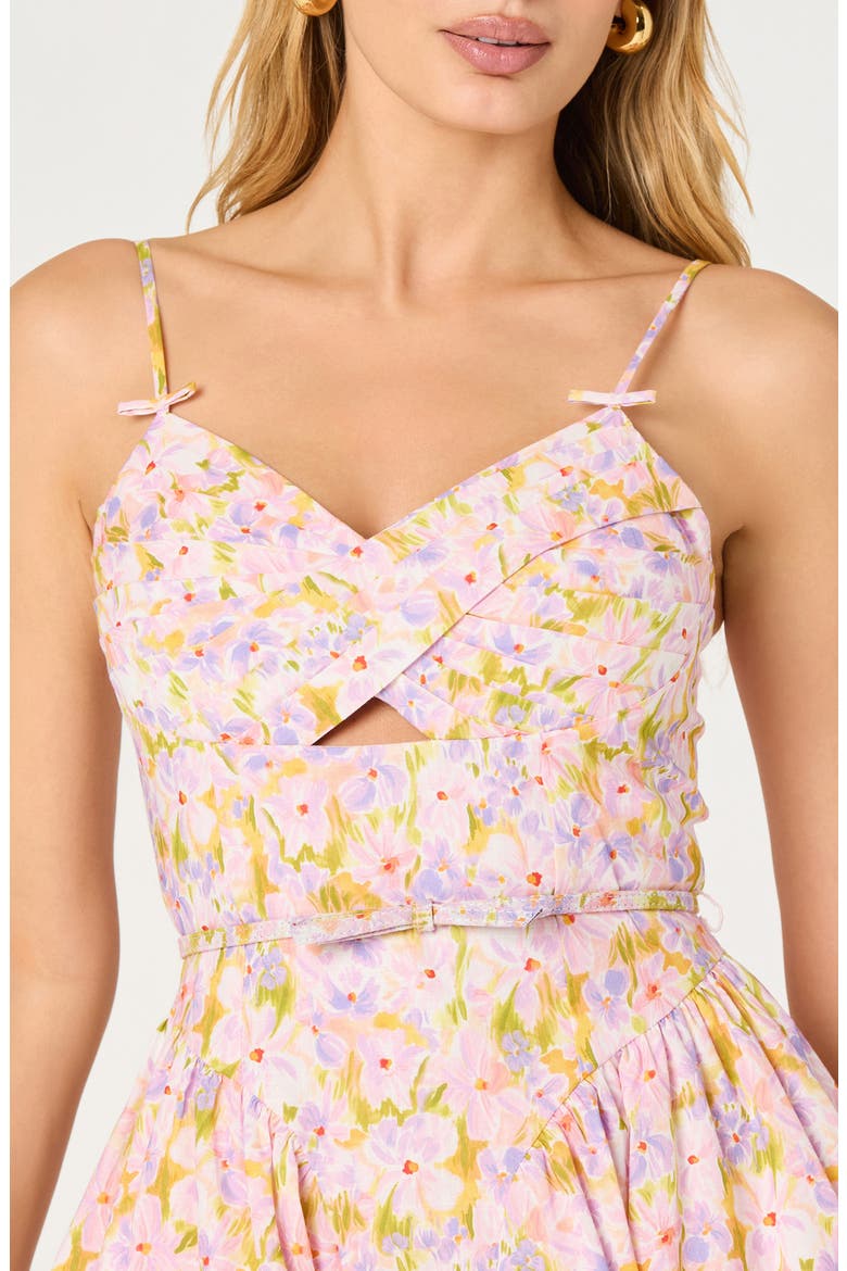 Isha Floral Cutout Minidress, Alternate, color, PINK LILAC FLORAL