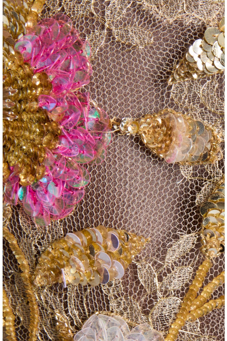 Embroidered Silk Lace Top, Alternate, color, GOLD