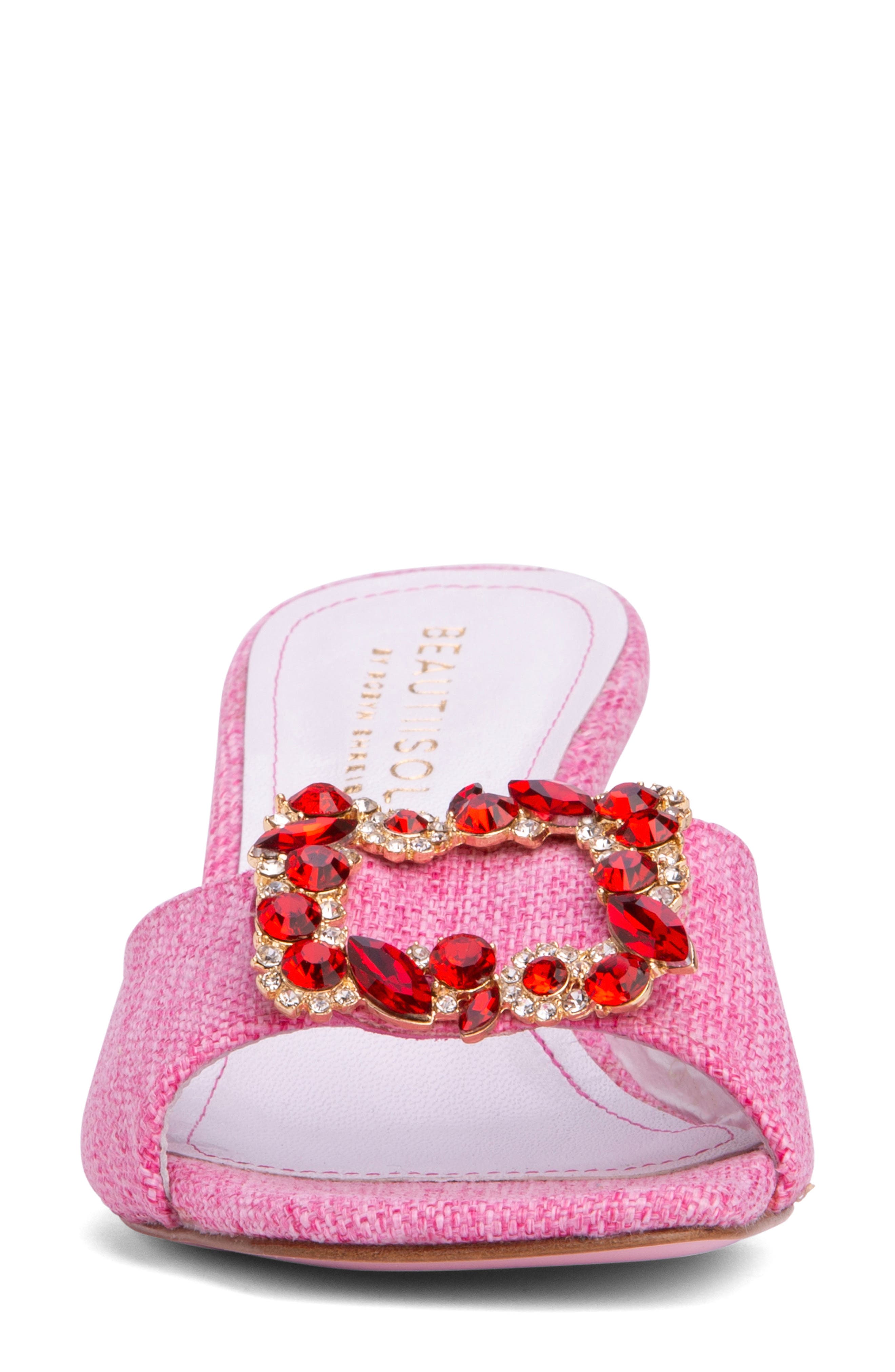 BEAUTIISOLES Eden Kitten Heel Slide Sandal, Alternate, color, Pink