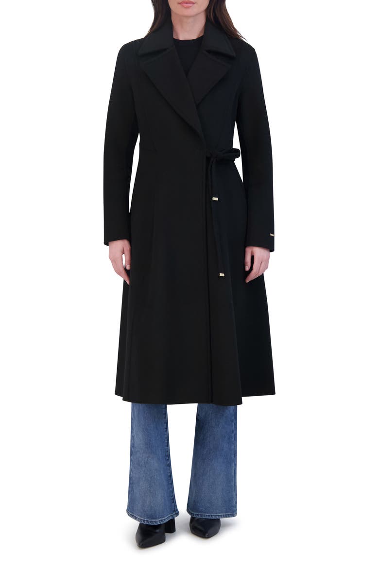 Shay Wool Blend Wrap Coat, Main, color, BLACK