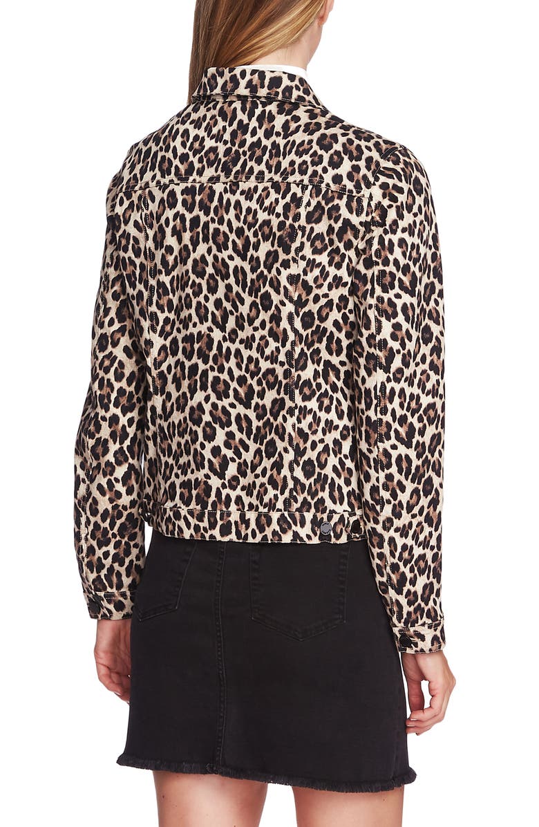 Vince Camuto Leopard Print Denim Jacket, Alternate, color,