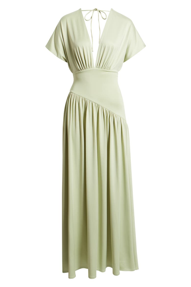 Plunge Neck Side Slit Gown, Alternate, color, SAGE