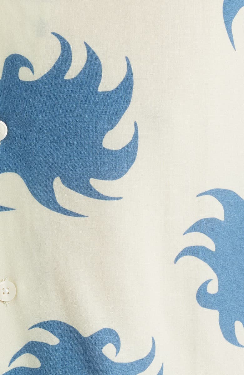 OAS Abstract Print Viscose Camp Shirt, Alternate, color, Sky Ember