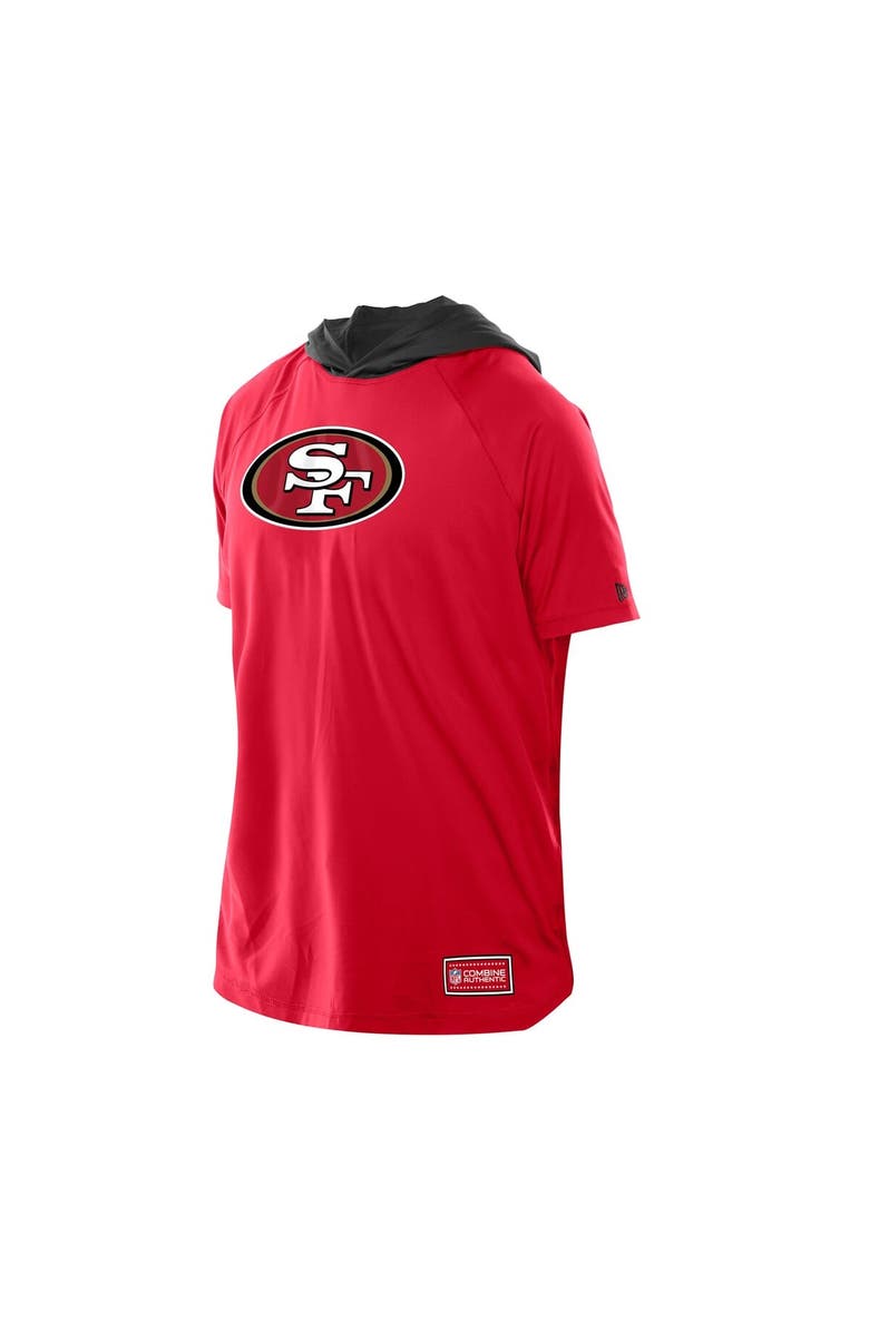 New Era Men's New Era  Scarlet San Francisco 49ers Combine Authentic Hooded Raglan Short-Sleeve T-Shirt, Alternate, color, Scarlet