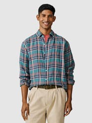 Aubin Croyland Madras Button-Down Linen Shirt