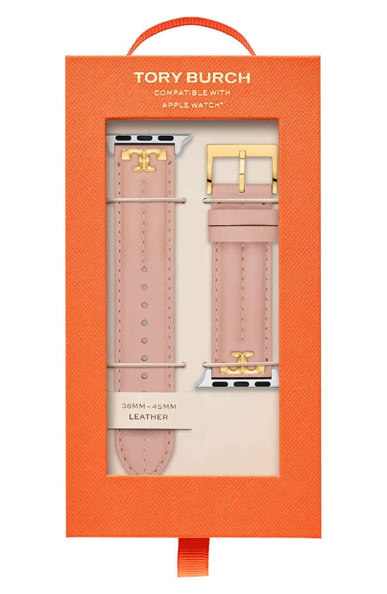 Tory Burch Kira Leather Apple Watch<sup>®</sup> Watchband, Alternate, color, 