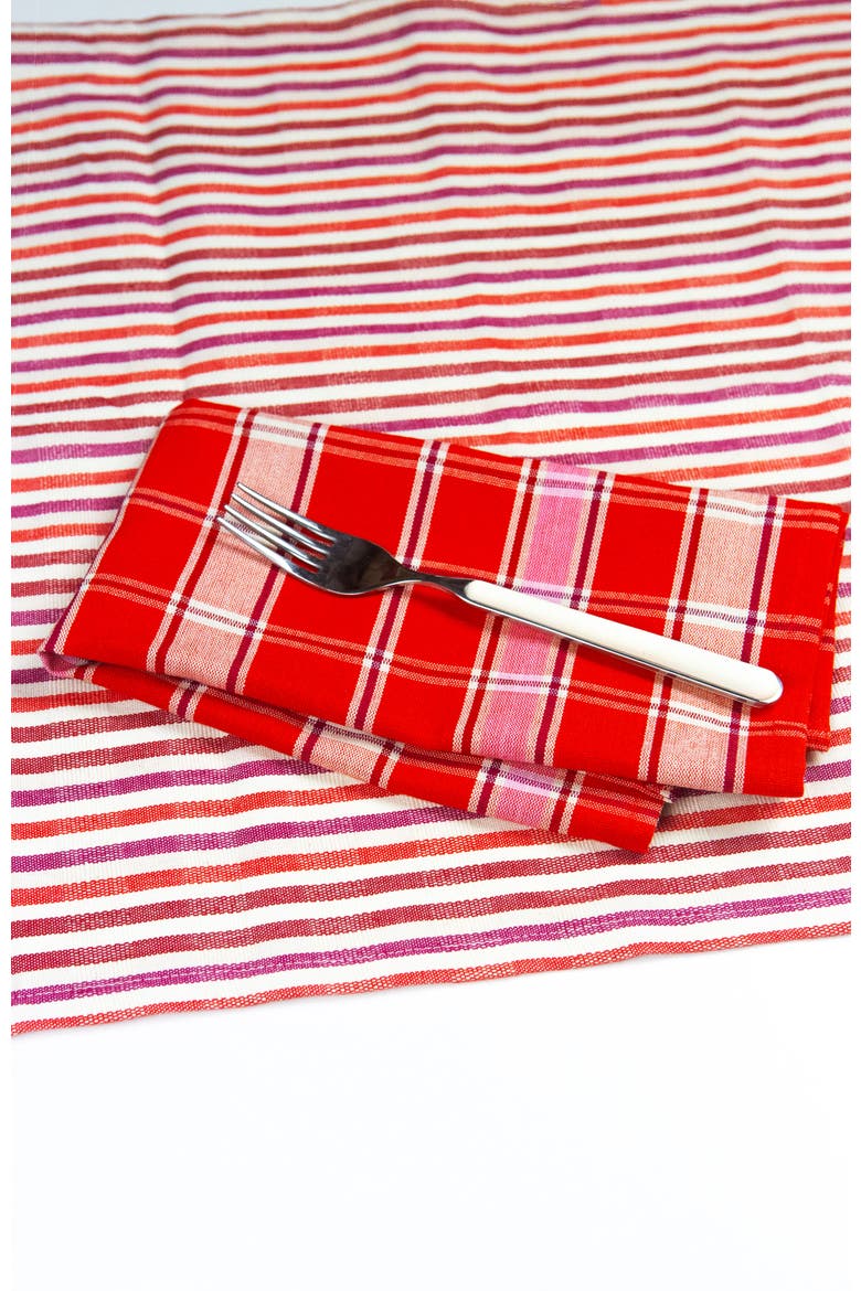 Handwoven Holly Cotton Napkin Set of 4, Alternate, color, Red Plaid