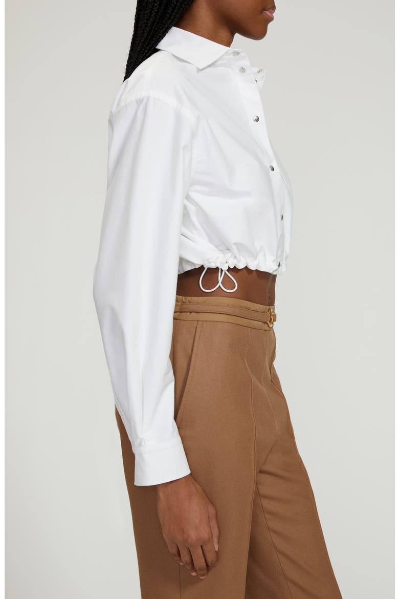 Crop Cotton Oxford Snap-Up Shirt, Alternate, color, WHITE