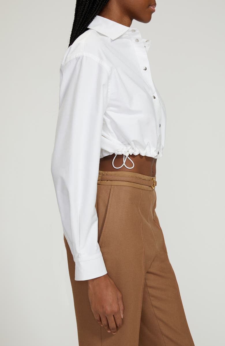 Moncler Crop Cotton Oxford Snap-Up Shirt, Alternate, color, 